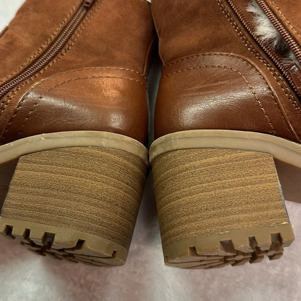 Universal Thread Womens Marla Block Heel Cognac Brown Zippered Boots Size 6 - Picture 15 of 16